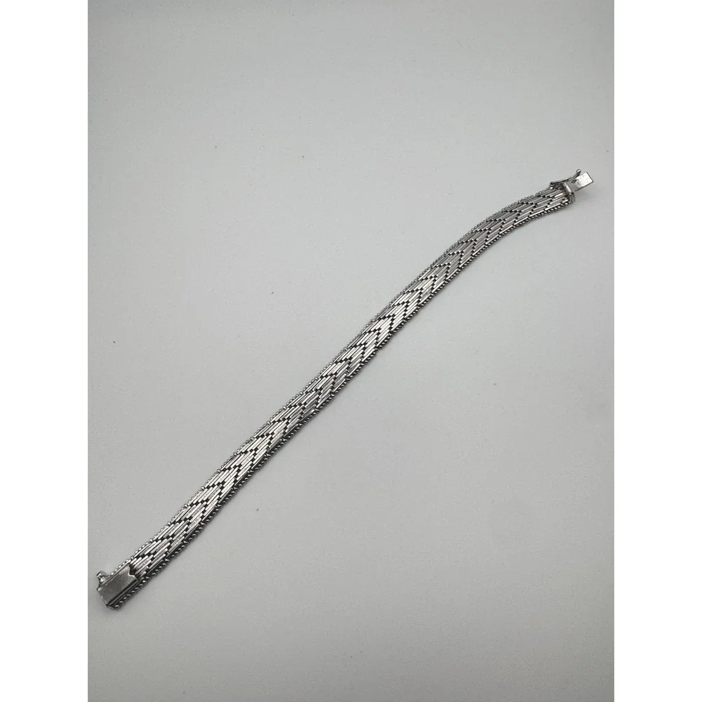 Vintage Milor Bracelet Italy Sterling Silver Riccio Chevron Link 925